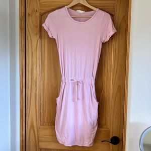 Light Pink Drawstring Waist Casual Women's Dress